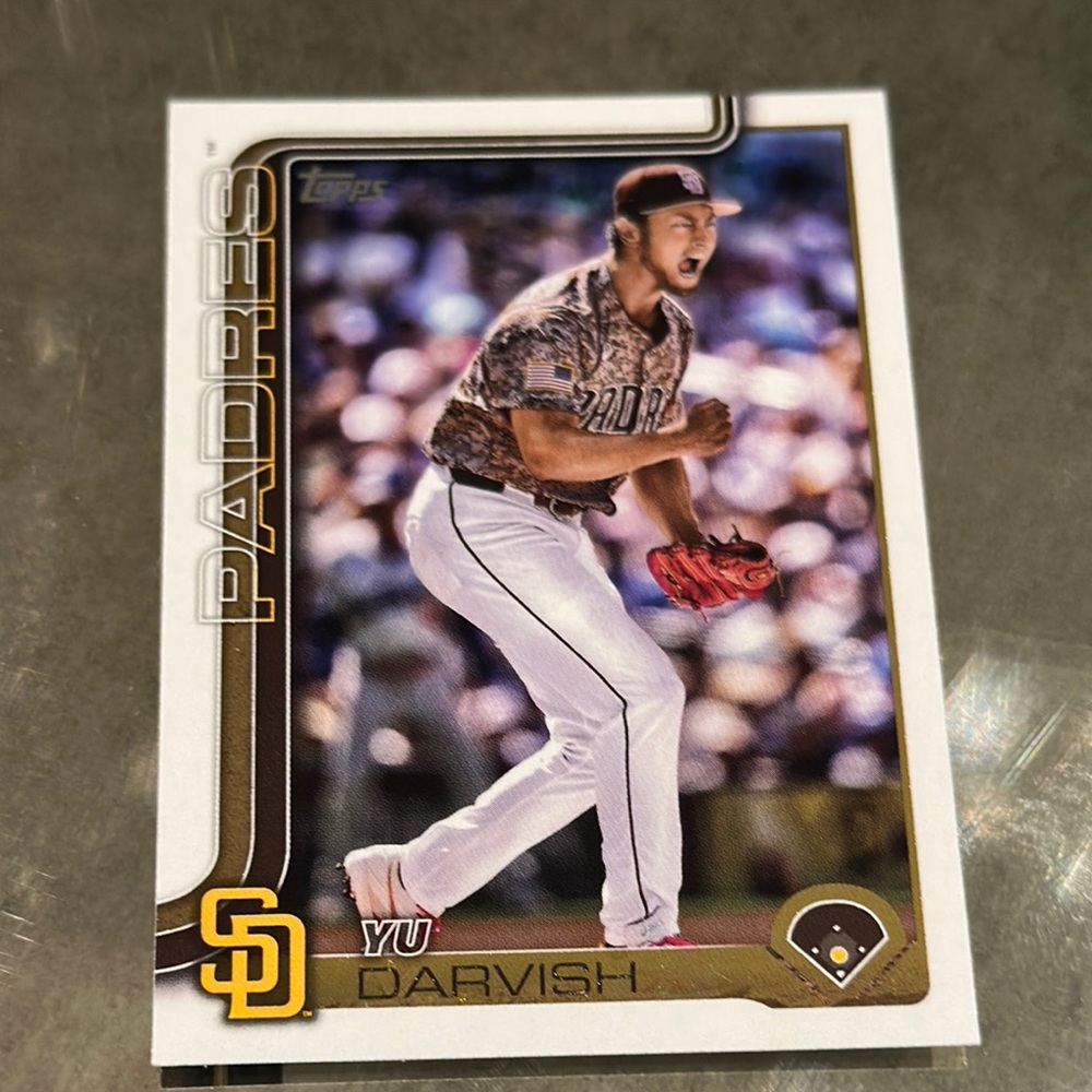 Topps Padres Yu Darvish Baseball Card with Red and Gold Accents